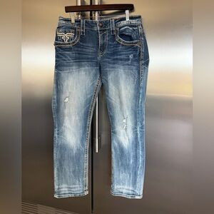 Rock Revival Distressed Blue Jeans